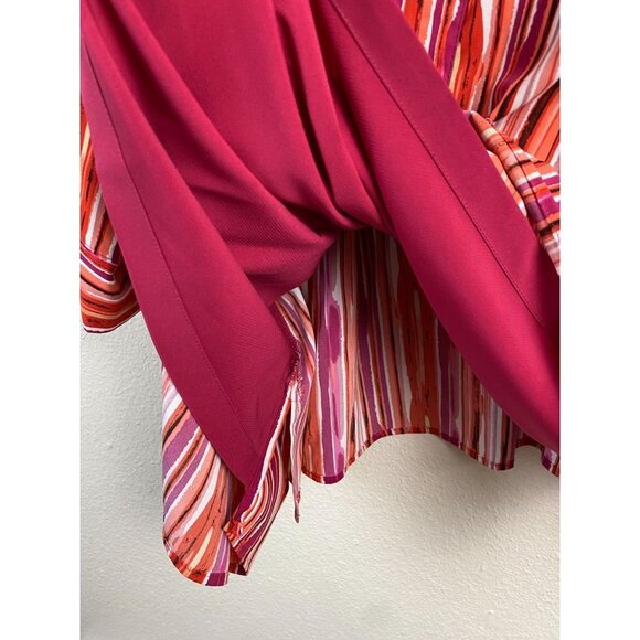 Maggie Barnes Womens Top Plus size 4x Stripes boho Button Up Classic Red Orange - Picture 9 of 13